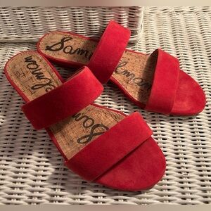 NWOT Sam Edelman Red Suede Slides